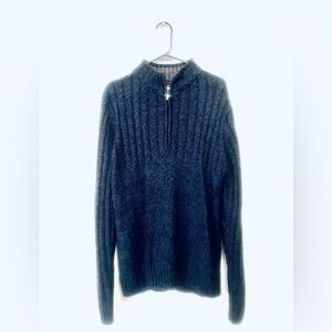 Michael Brandon Mens‎ L 1/4 Zip Mock Neck Gray Knit Pullover Sweater grandpacore